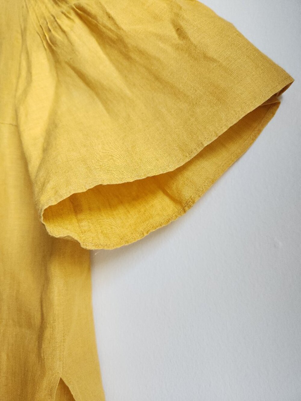 Akris Punto Yellow Linen Pintuck Sleeves Blouse - Sz 8 - Picture 4 of 9